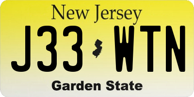 NJ license plate J33WTN