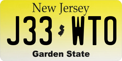 NJ license plate J33WTO