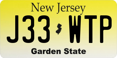 NJ license plate J33WTP
