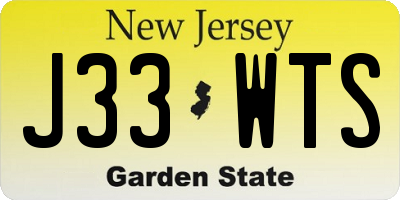 NJ license plate J33WTS