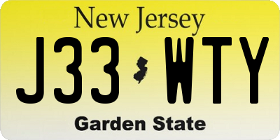 NJ license plate J33WTY
