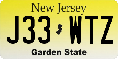 NJ license plate J33WTZ