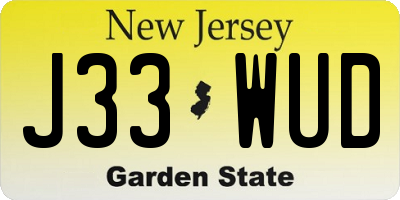 NJ license plate J33WUD