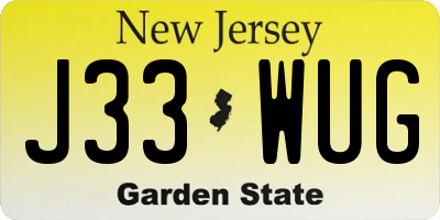NJ license plate J33WUG