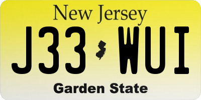 NJ license plate J33WUI