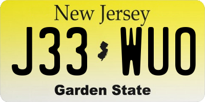 NJ license plate J33WUO