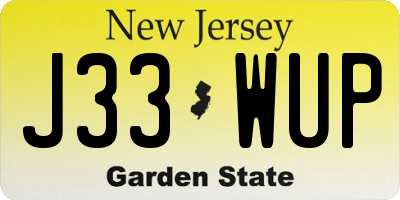 NJ license plate J33WUP