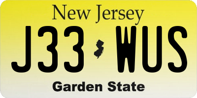 NJ license plate J33WUS