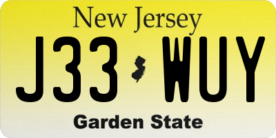NJ license plate J33WUY