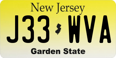 NJ license plate J33WVA