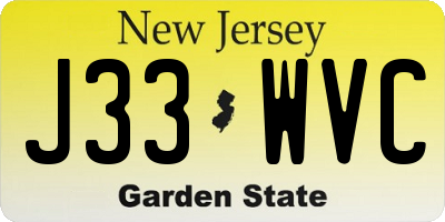 NJ license plate J33WVC