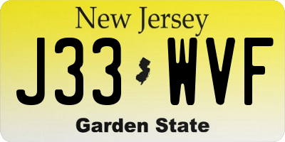 NJ license plate J33WVF