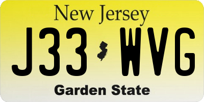 NJ license plate J33WVG