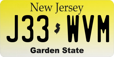 NJ license plate J33WVM