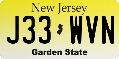 NJ license plate J33WVN