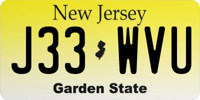 NJ license plate J33WVU