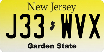 NJ license plate J33WVX