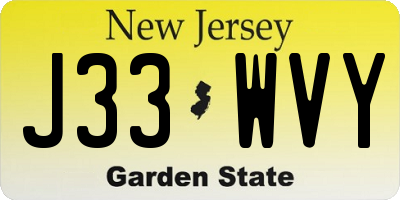 NJ license plate J33WVY