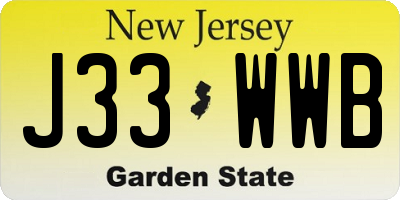NJ license plate J33WWB