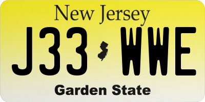 NJ license plate J33WWE