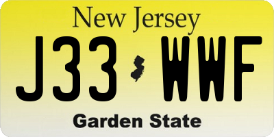 NJ license plate J33WWF