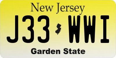 NJ license plate J33WWI