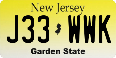 NJ license plate J33WWK