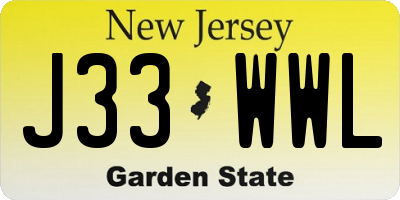 NJ license plate J33WWL