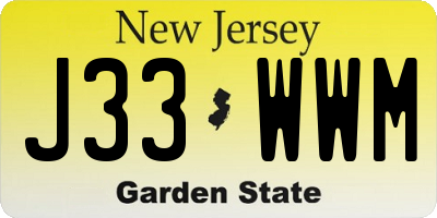 NJ license plate J33WWM