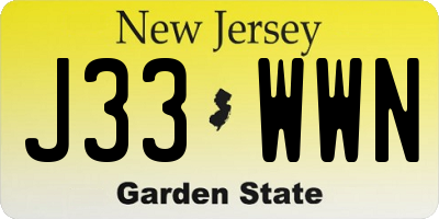 NJ license plate J33WWN