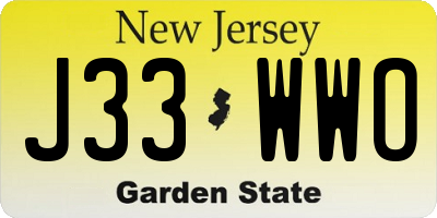 NJ license plate J33WWO