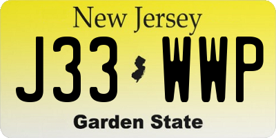 NJ license plate J33WWP