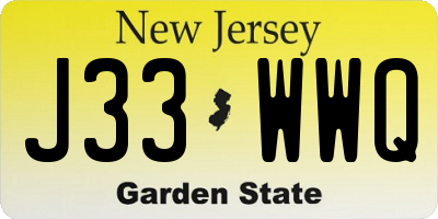 NJ license plate J33WWQ