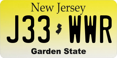 NJ license plate J33WWR