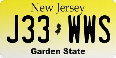 NJ license plate J33WWS