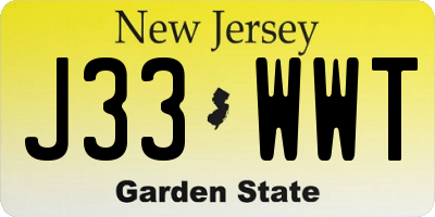 NJ license plate J33WWT