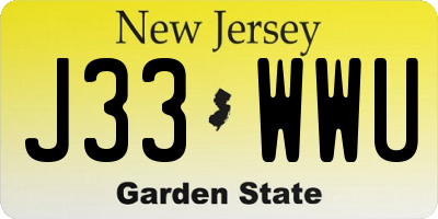 NJ license plate J33WWU