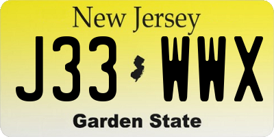 NJ license plate J33WWX