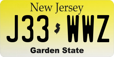 NJ license plate J33WWZ