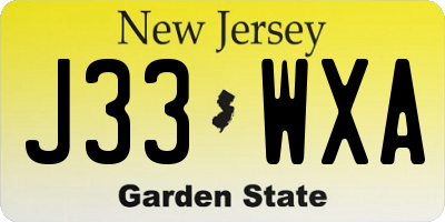 NJ license plate J33WXA