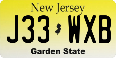NJ license plate J33WXB