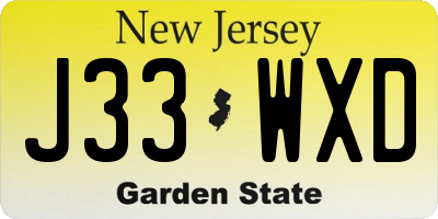 NJ license plate J33WXD