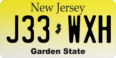 NJ license plate J33WXH