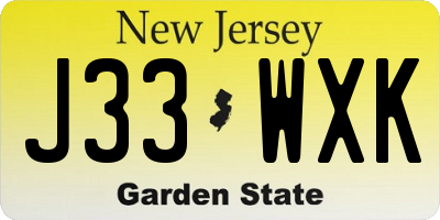 NJ license plate J33WXK