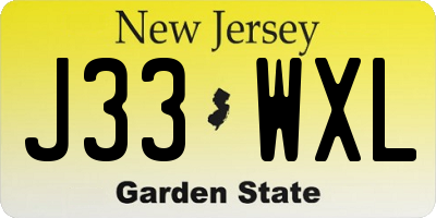 NJ license plate J33WXL