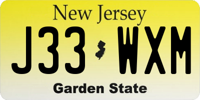 NJ license plate J33WXM