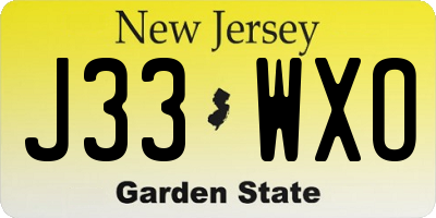 NJ license plate J33WXO