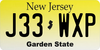 NJ license plate J33WXP