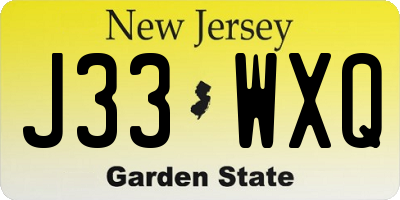 NJ license plate J33WXQ