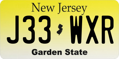 NJ license plate J33WXR